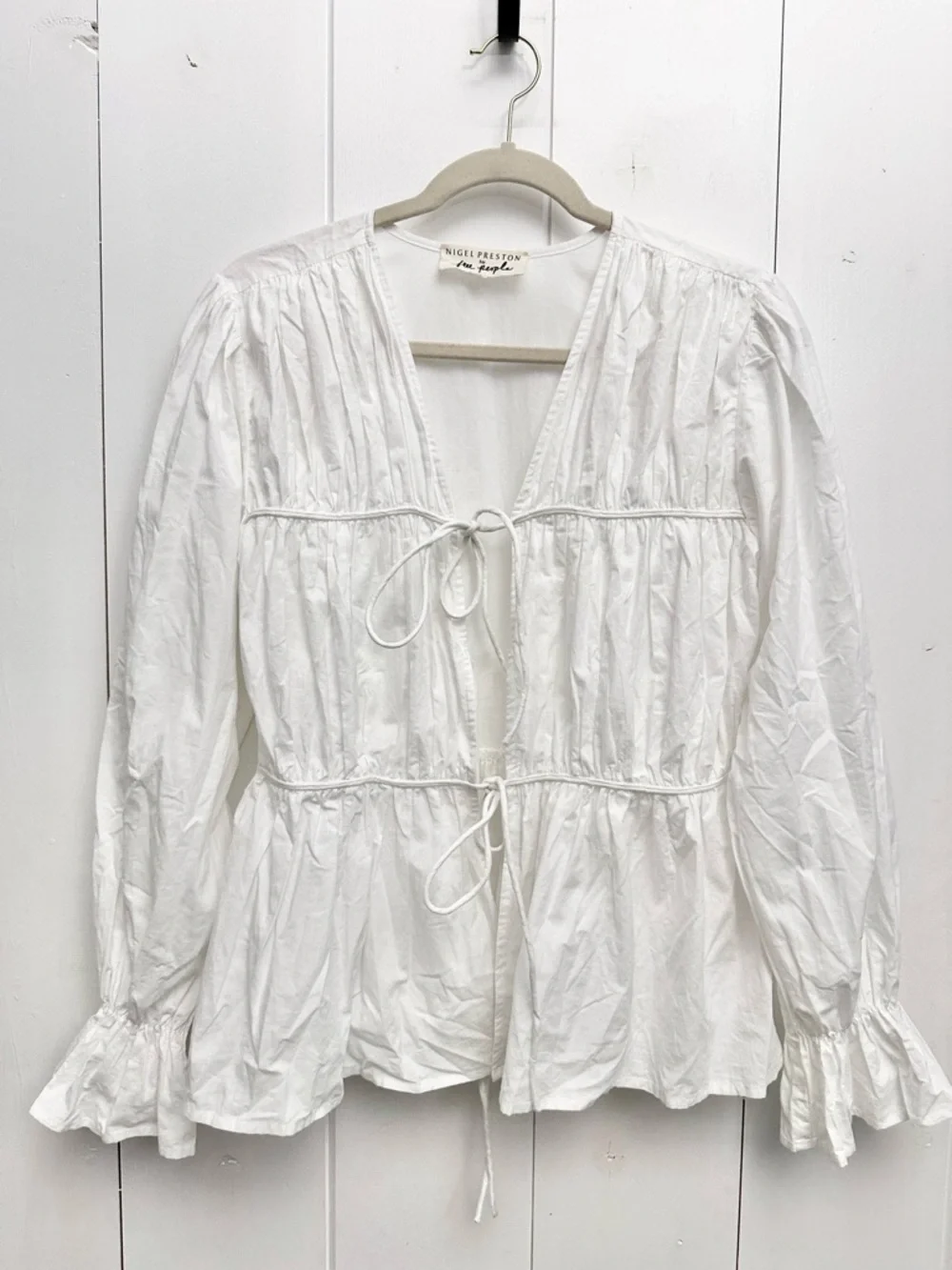 Free People Nigel Preston Poplin Cinched Top In White Size M